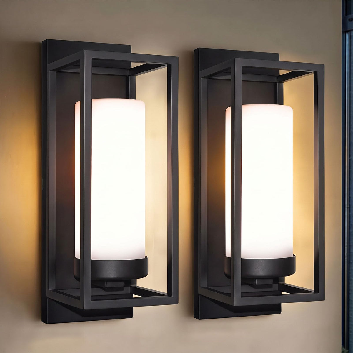 ALVIME 15 Inch 2 Pack Matte Black Outdoor Light Fixtures (Matte Black)