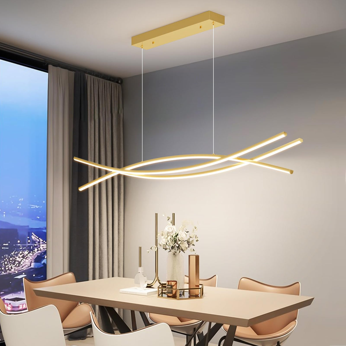 Modern Ceiling Chandelier Light (B-Gold / 39in)