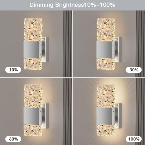 Battery Operated Wall Sconce (Crystal Silver 9.3In)