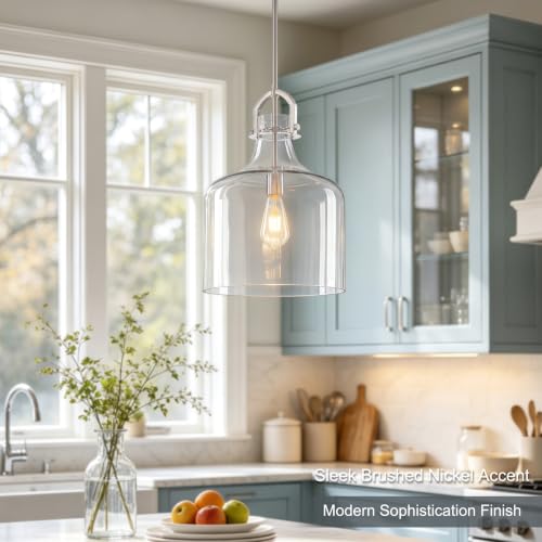 15" H Brushed Nickel Large Pendant Lights Kitchen Island Lighting (Brushed Nickel)