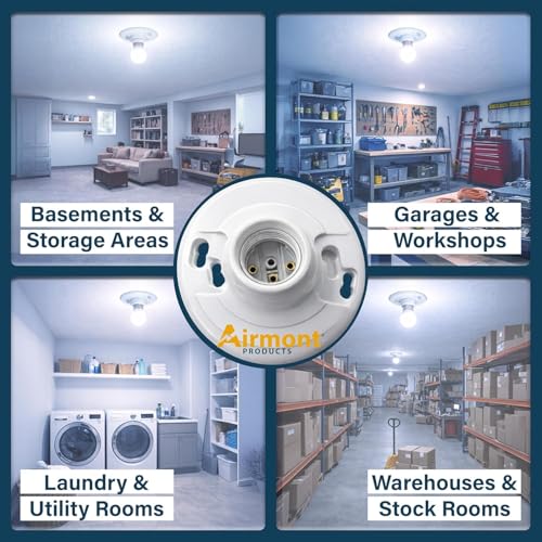 20 Pack) Keyless Plastic Lamp Holder, Medium Base E26 Ceiling Light Socket, One-Piece Outlet Box Mount, 660W UL Listed, Socket Holder for LED Incandescent Bulbs, Utility Lamp Socket Replacement (Plastic Keyless)