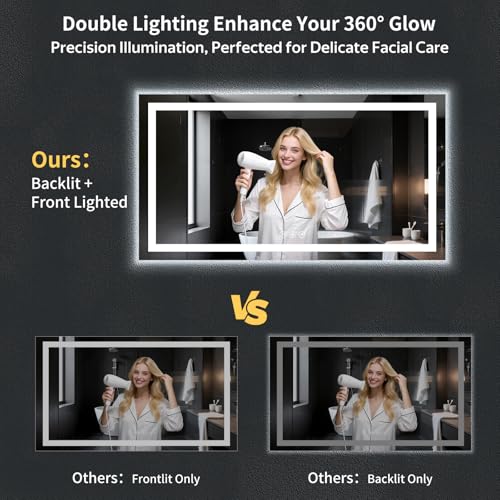 60"x30" LED Bathroom Mirror with Lights (Frontlit & Backlit / 60"L x 30"W)