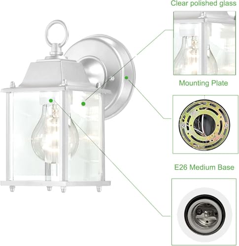 4 Packs White Outdoor Wall Lantern (4 Pack / White)