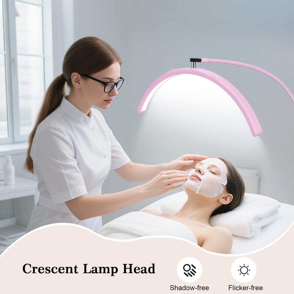 Half Moon Lash Light for Eyelash Extensions & Estheticians (Pink)