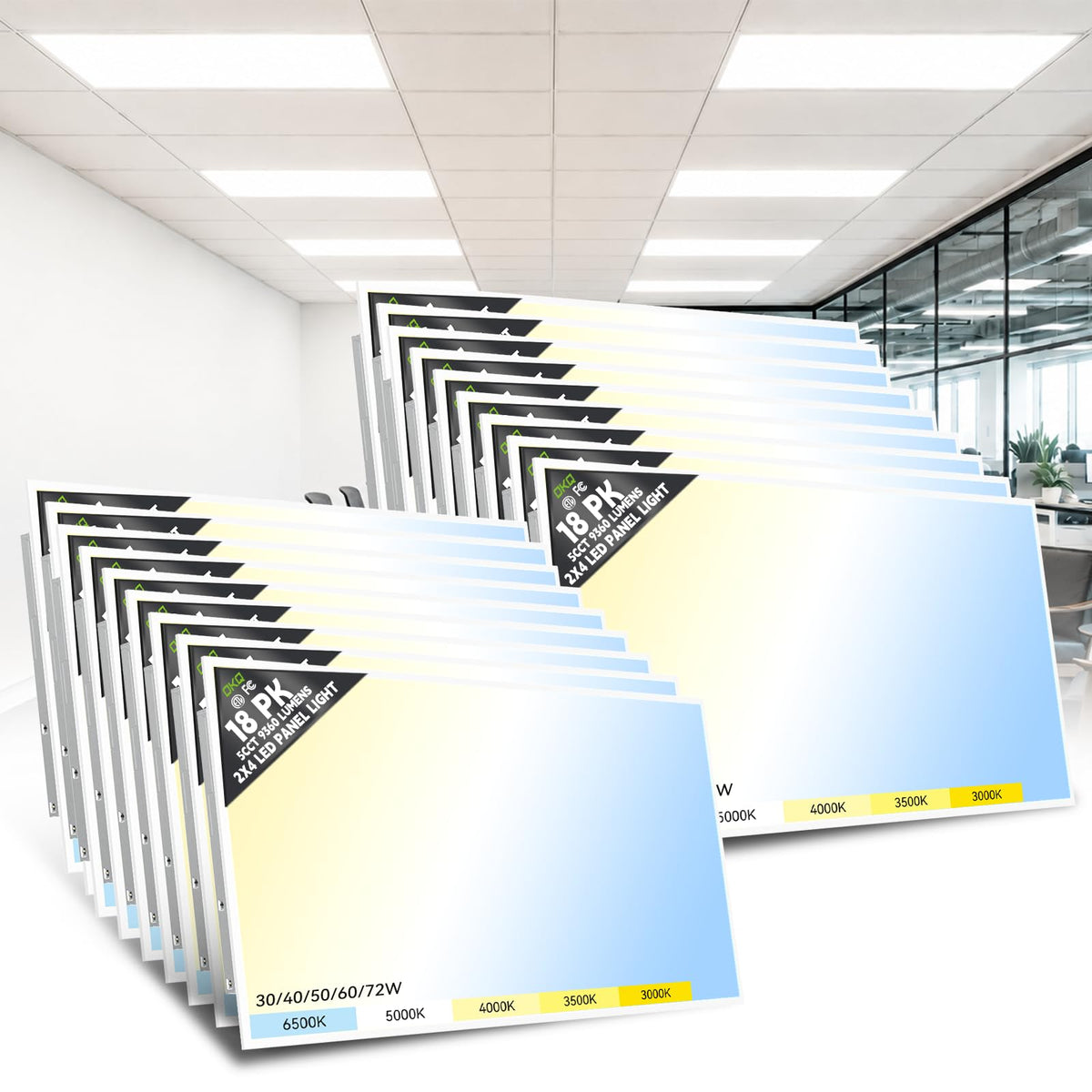 2x4 LED Flat Panel Light Drop Ceiling Office Fixture (2x4FT-18Pack)