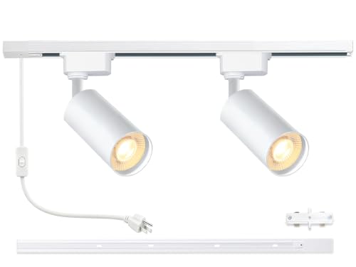 Plug in LED Track Lighting Kit H Type 4000K 2PCS 20W White (1.4FT Track Kit)