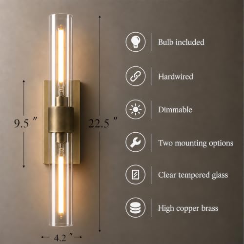 Brass Wall Sconces Set of Two (Antique Bronze / 2 Pack)