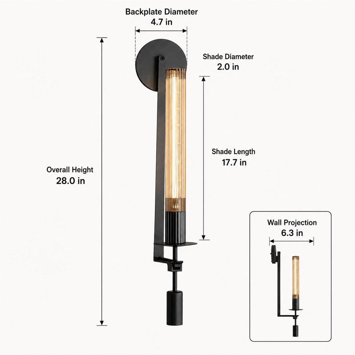 Black Wall Sconce (Black, Pack of 1)