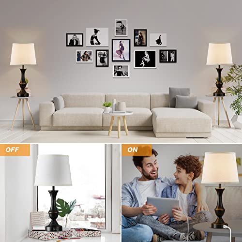 Touch Table Lamps Set of 2 (Black, White / 22in)