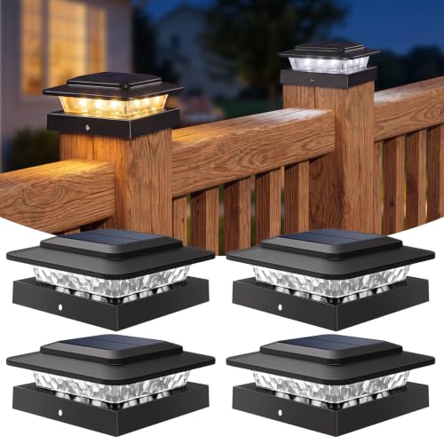 4x4 Solar Post Cap Lights Outdoor 4Pack (Black / 4 Pack)