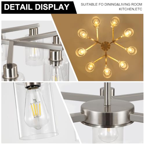 9 Light Brushed Nickel Modern Farmhouse Industrial Chandelier (Nickel / 9-Lights/D29.5 '')