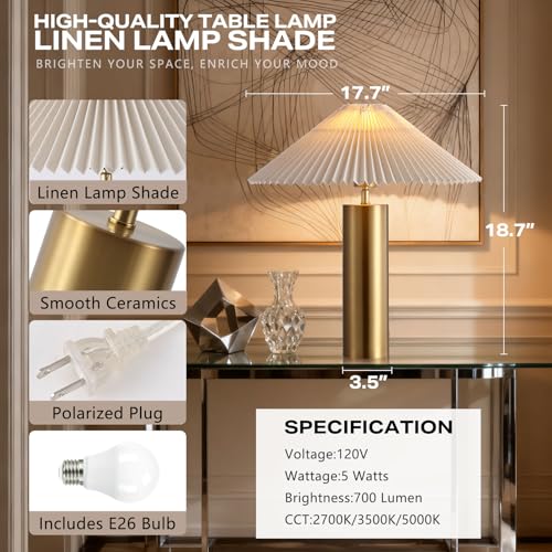 Modern Table Lamp with Metal Blade Lampshade and Cylindrical Base