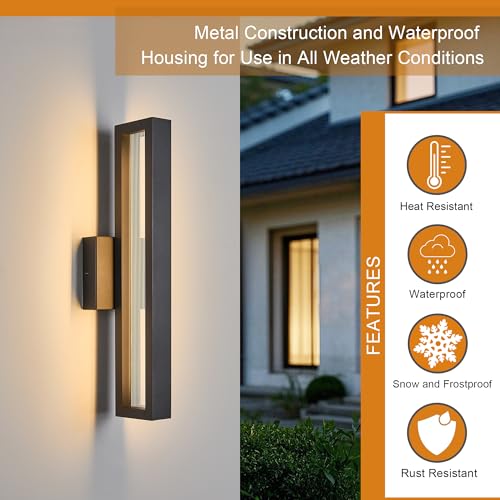 Modern Minimalis Outdoor LED Wall Sconce (18"H 18W Textured Black)