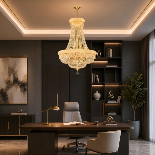 Gold Crystal Chandeliers for Dining Room (Gold / D30'' - 28Lights)