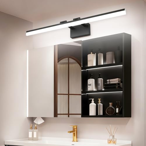Modern Dimmable LED Vanity Light 39.3 inch Black Aluminum Frosted Acrylic for Bathroom Vanity Lighting Fixtures White Light 5500K (Matte Black- Dimmable / 40-inch)