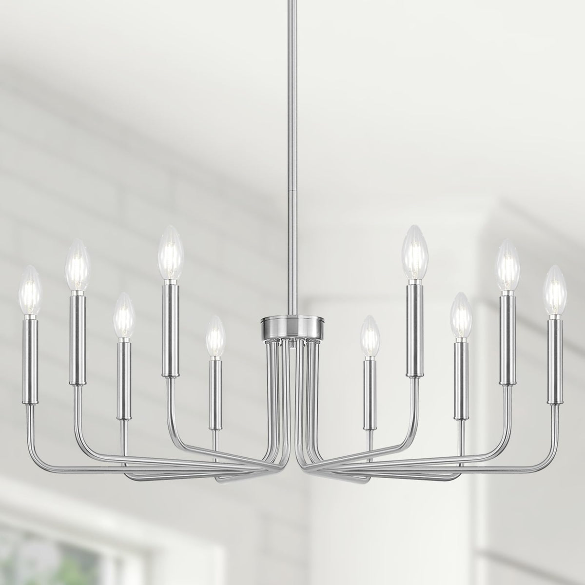 10 Light Brushed Nickel Chandelier (Brushed Nickel / 10-Light)