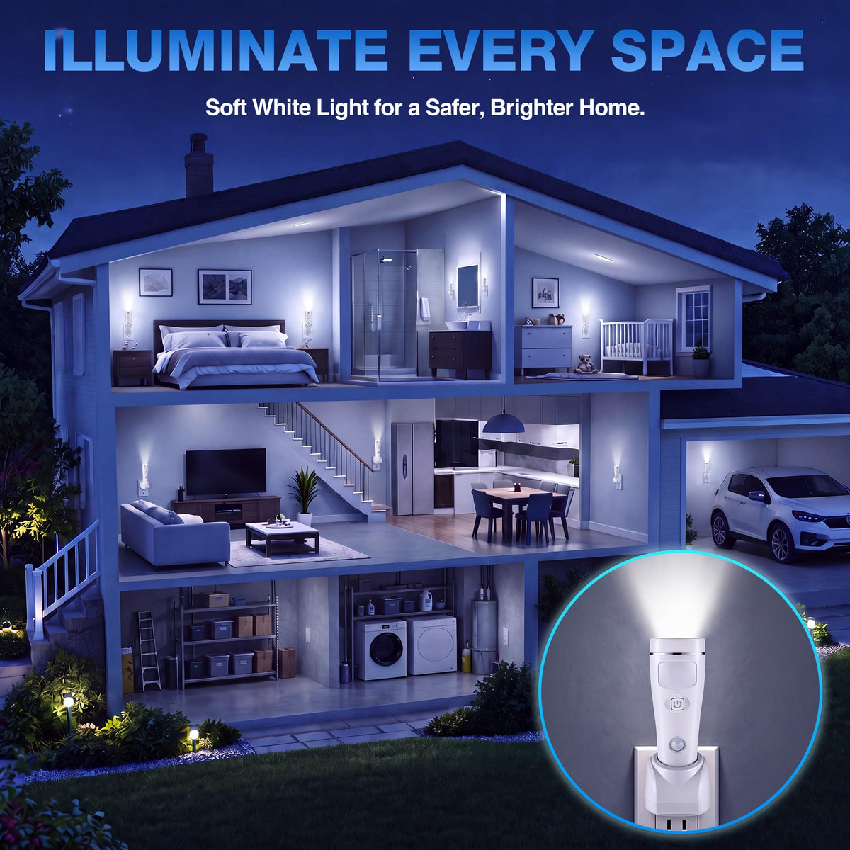 4 Pack 4 in 1 LED Emergency Lights for Home Power Failure (White)