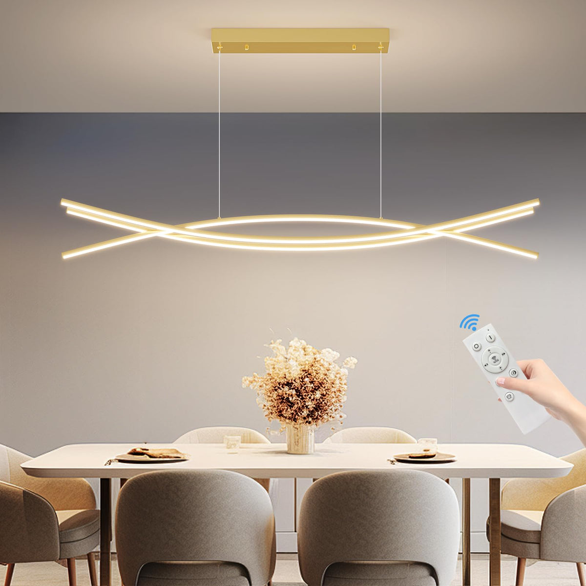 Modern Ceiling Chandelier Light (B-Gold / 39in)