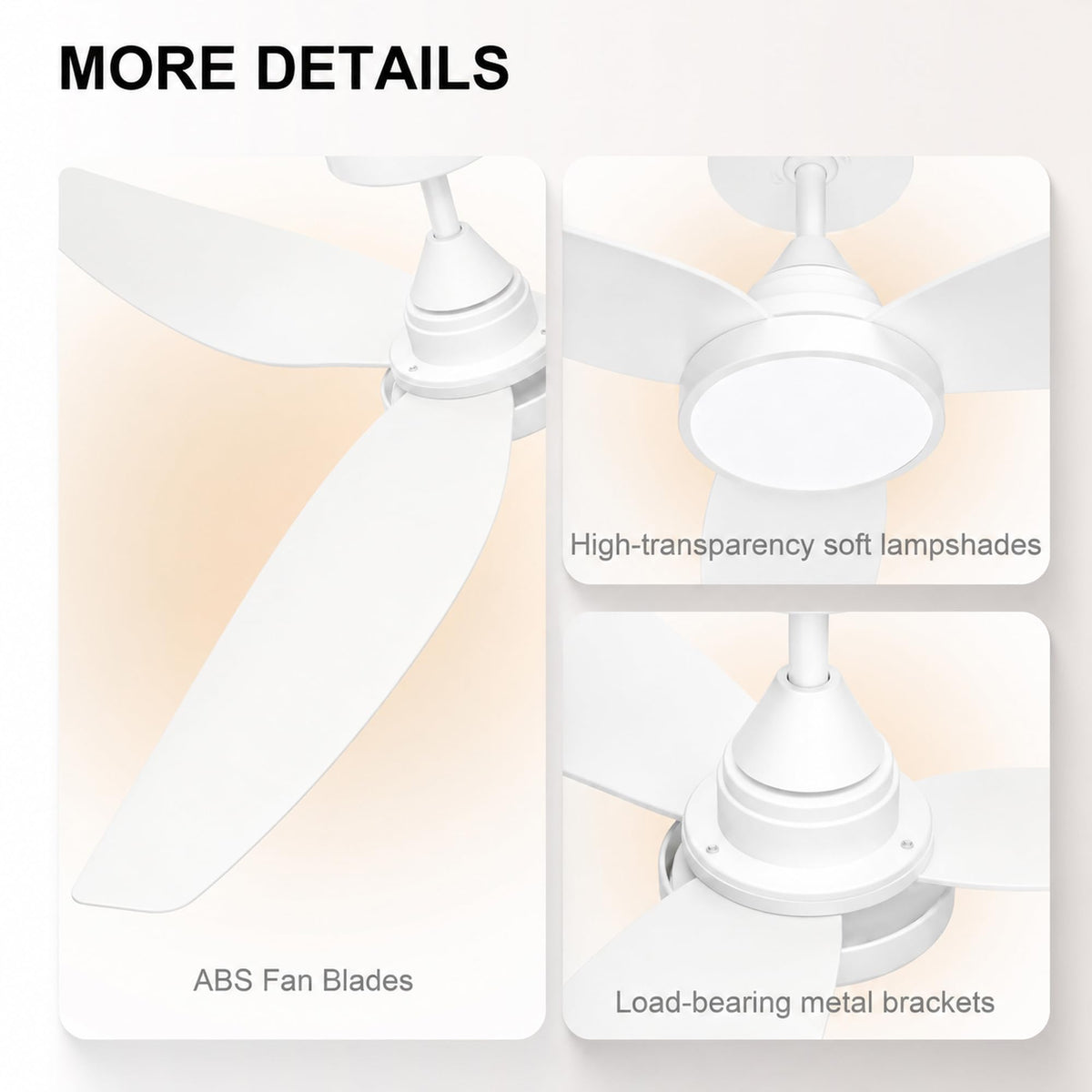 2 Pack 54 Inch Ceiling Fan with Lights (White / 54 inch)