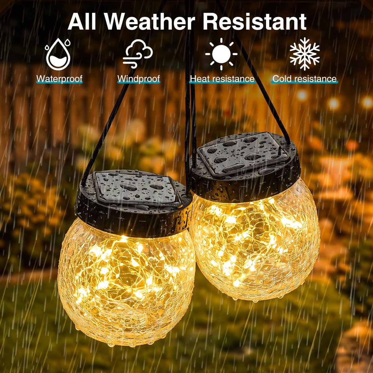Solar Lanterns Outdoor Waterproof 2 Pack (Warm White / 2 Pack)