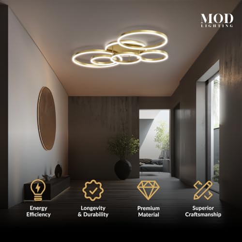 Chloe Flush Mount Ceiling Light (Metallic Gold / 6 Circles / Cool White)