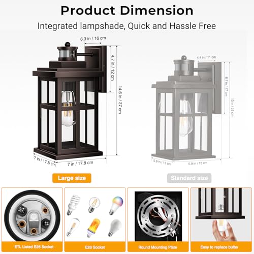Large Motion Sensor Exterior Light Fixture (Large Motion Sensor 1 Pack / Oil-Rubbed Bronze)
