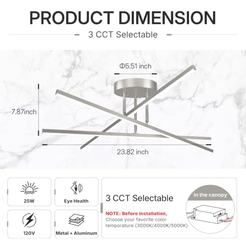 Modern LED Chandelier Semi Flush Mount Ceiling Light…