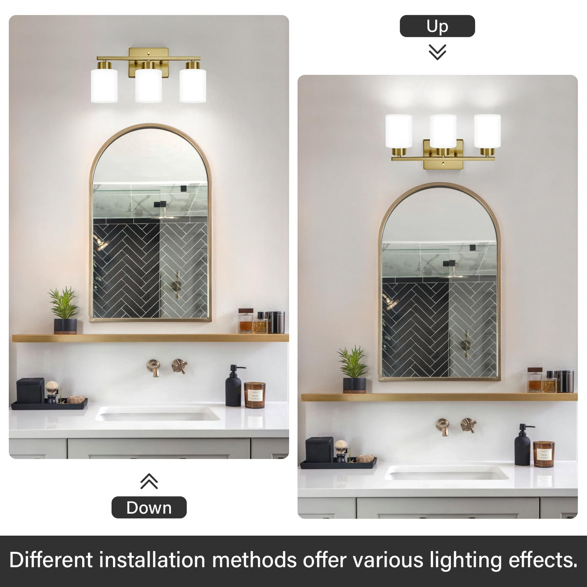 Brushed Gold Bathroom Light Fixtures Vanity Lights Over Mirror (Brushed Gold / 17.30 inch)