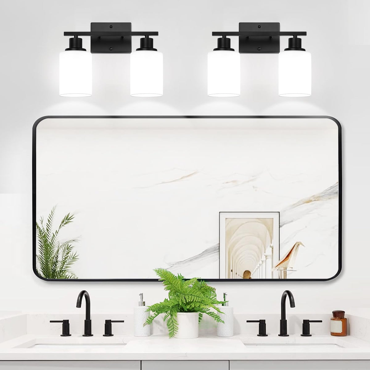 2 Light Bathroom Light Fixtures (Matte Black / 2-Light)