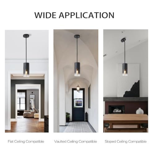 Pendant Light Fixtures (Black—Stem / 3 Pack)