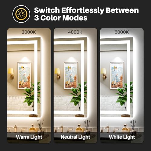 48x38 Inch LED Bathroom Mirror with Lights (Backlit+front Lit / 48"L x 38"W)