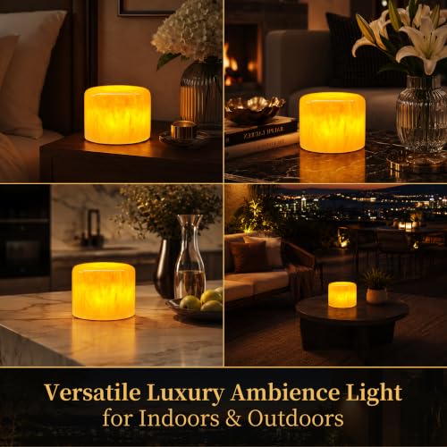 Natural Marble Cordless Touch Rechargeable Table Lamp Night Light (Golden Silk onyx)