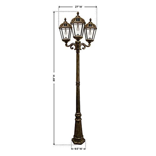 Royal Bulb Solar Lamp Post Light Kit (Triple Lamp and Post / Weathered Bronze)