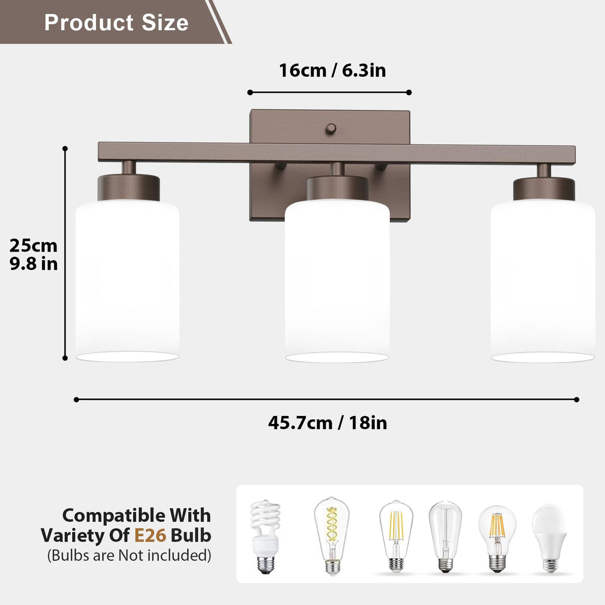 Bathroom Light Fixtures (Oil Rubbed Bronze, Milky White / 3-Light)