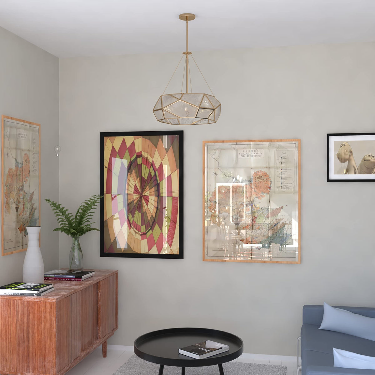 Euclid 3 Light Aged Brass Mid (Aged Brass / Med Pendant)