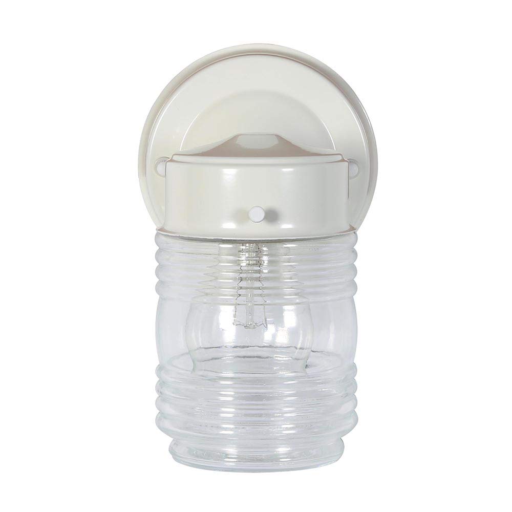 Jelly Jar 1 Light Outdoor Wall Lantern (Clear Ribbed Glass / Farmhouse)