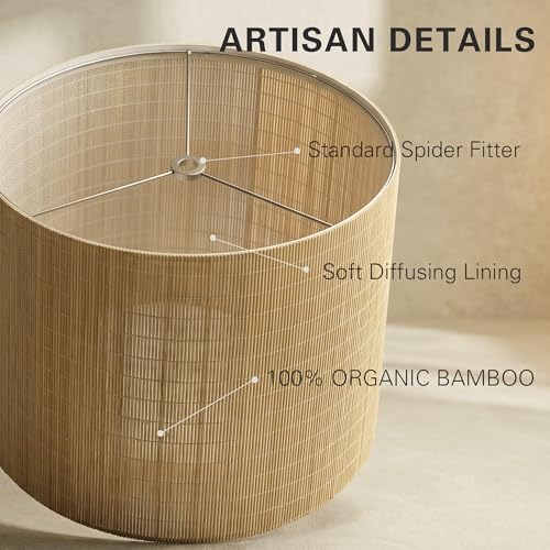 Bamboo Lamp Shades Set of 2 (Natural Bamboo - Drum)