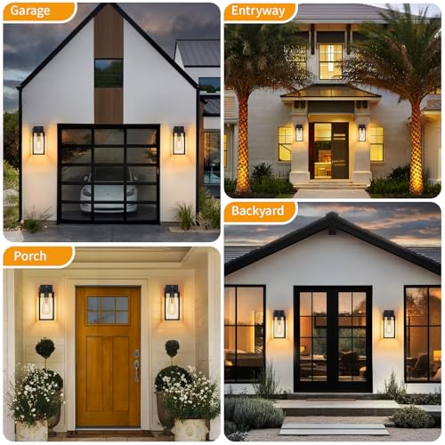 2 Pack 13‘’ Motion Sensor Outdoor Wall Light Fixture (13.3'' / Black)