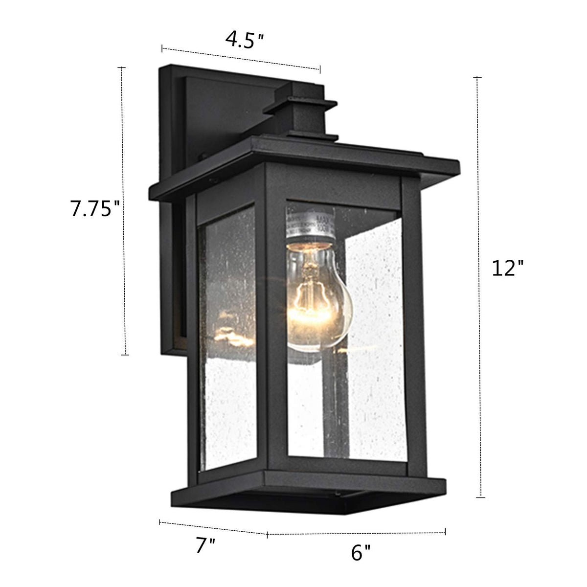 12 Inch Matte Black Modern Farmhouse Outdoor Wall Lantern 1 Pack (Black / 2 Pack H12")