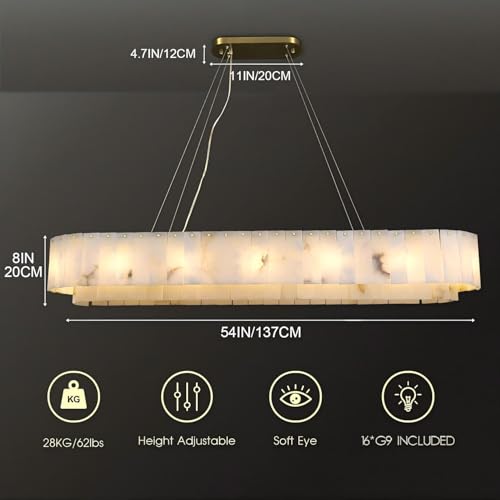 L54in Alabaster Chandelier for Dining Room (L54in)