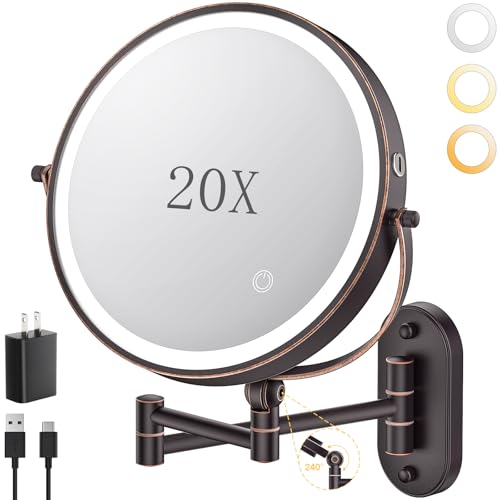 9" Wall Mounted Lighted Makeup Mirror