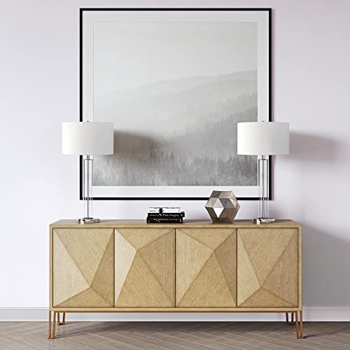 Harlow 29" Tall Table Lamp with Fabric Shade in Clear Glass (Polished Nickel)