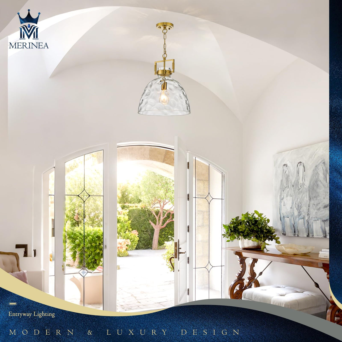 13.8" Gold Glass Pendant Light (Golden)