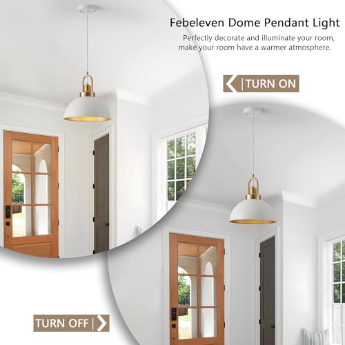 Farmhouse 11.81" White Pendant Light with Gold Finish (2 Pack 11.9 inches / White)
