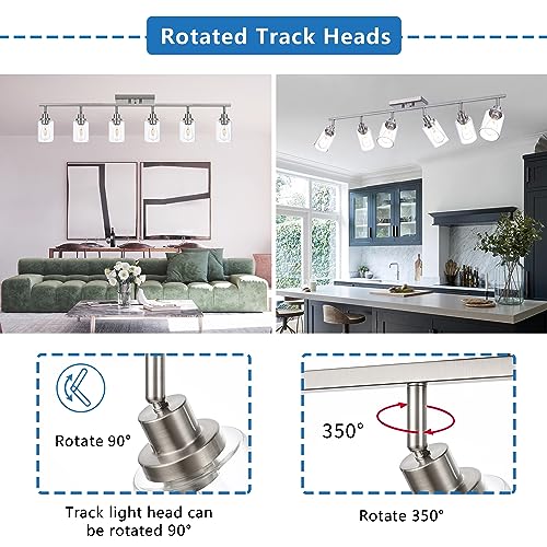 6 Light Track Lighting Kit Brushed Nickel with Rotatable Light Head (Brushed Nickel / 6-Light)
