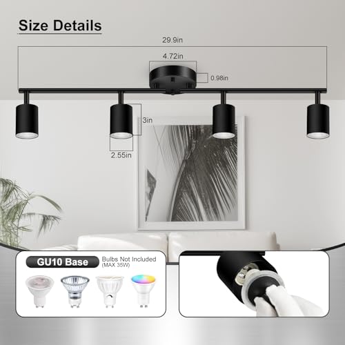 4 Light Track Lighting Fixtures Ceiling (4 light-black)