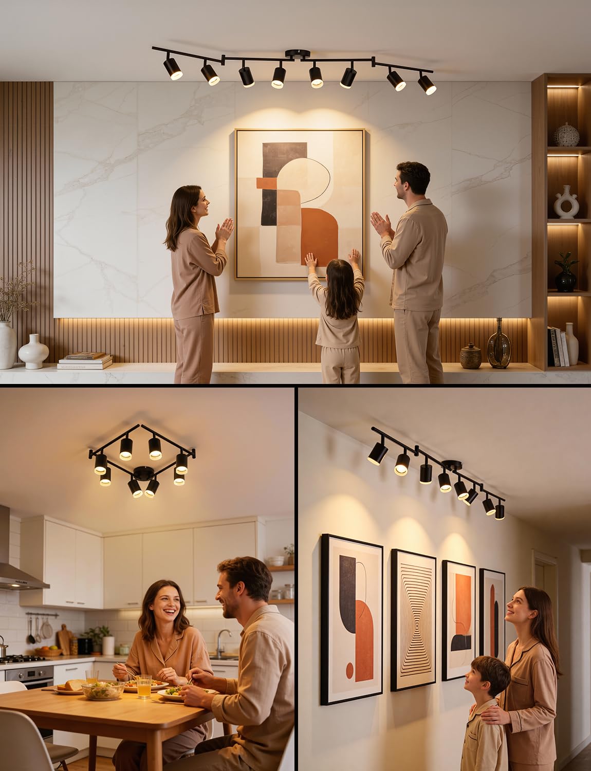 8 Light Ceiling Track Lighting Fixtures for Kitchen (Black / 8 Light (Ceiling Mount))