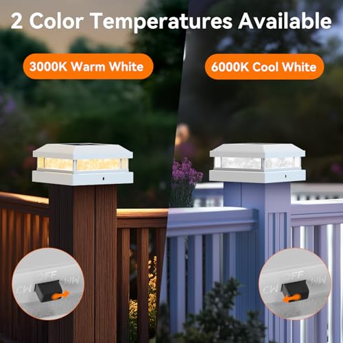 4x4 5x5 Solar Post Cap Lights Outdoor 6 (White / 6 Pack)