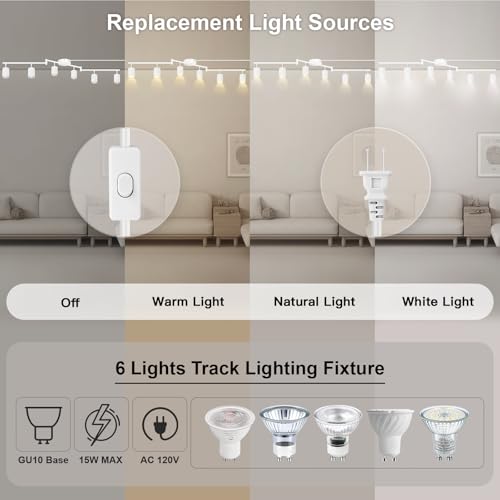 Plug in Track Lighting LED (6-Light Track Light(White))
