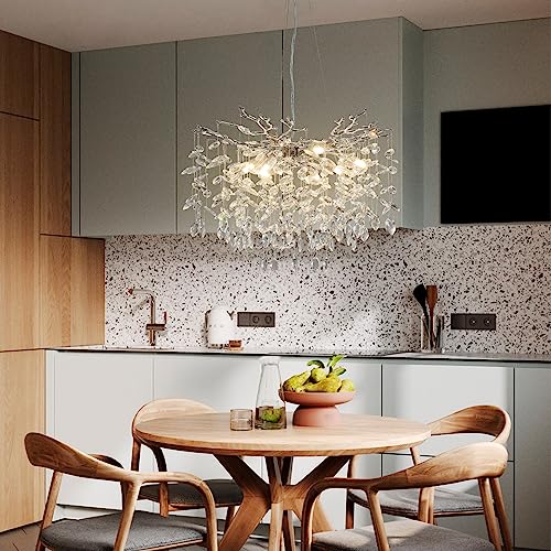 23.6" Silver Crystal Chandelier (Silver / Round-D23.6")